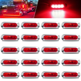 AOXLFU 20PCS Red 12-24V LED Trailer Lights Side Marker Lights Front Rear Tail Clearance Lights with Chrome Bezel for Trailer Deck RV Truck Boat