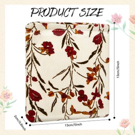Abbylike 4 Pcs Floral Makeup Bag Corduroy Cosmetic Bag with Zipper Portable Small Pouches for Purse Toiletry Mini Pouch Cute Mini Makeup Bag for Purse Coin Essentials Items Girl Women Aesthetic Stuff