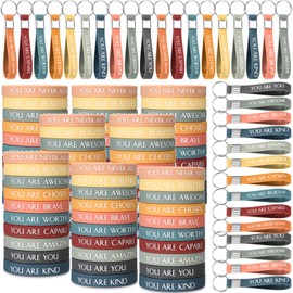 Sratte 240 Pcs Motivational Wristbands Inspirational Keychains Appreciation Gifts for Employee Teacher Cna Nurse Week(Bright)