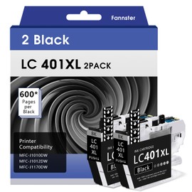 LC401XL 2 Black Ink Cartridges Compatible for Brother LC401 XL Black Work with Brother MFC-J1010DW MFC-J1012DW MFC-J1170DW Printer (2 Black)