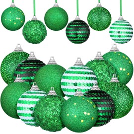 12 Pcs St. Patrick Ornament Ball Green Shamrock Hanging Ball Ornament Good Luck Charms St. Patrick's Day Decorations Fabric Wrapped Balls Clover Festival Home Decor (Fresh Style, PET, Foam)