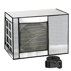 leechatwin Air Conditioner Outdoor Unit Cover with Belt for Fixing, Outdoor Unit Protective Cover, Aluminum Foil Material, Outdoor Unit, Sunshade, Rain, Wind, Dustproof, Heat Shielding Protection,