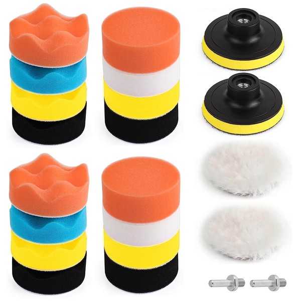 22 Pcs Polishing Pads Kit,3 Inch Sponge Buffing Pads,Buffer for