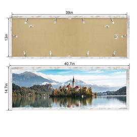 Hongkee 13x39 Puzzle Frame 2 Packs, Real Glass and Distressed White Wood Frame, Display Panoramic 13 x 39 Picture Frames - Horizontal or Vertical Wall Mounting