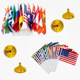 WXTWK 24 Pack Countries Flag World National Table Flag Small Mini Country International Desk Flags With Stand Base,For Country Olympics Cup Sports Events Grand Opening Party Festival Decorations