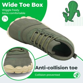 SAGUARO Unisex Barefoot Shoes Lightweight Non-Slip Mid Top Toe Shoes with Wide Toe Box and Zero-Drop Solhe-Terra III Size 36-48, Green