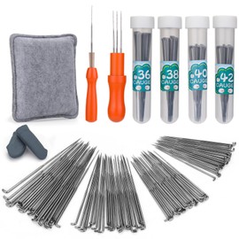 QMNNMA Needle Felting Tools, Wool Felting Needles, 4 Sizes 20 Pcs Needle Felting Needles with Wooden Handle, Finger Cots, Complete Needle Felting Tools Kit for DIY Felting Wool Projects