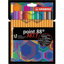STABILO Fineliner point 88 - ARTY - Pack of 18 - Assorted Colors