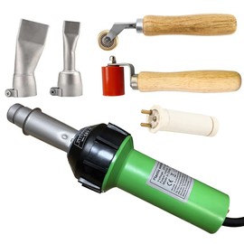 Hot Air Plastic Welder Welding Gun Plastic Repair Welder Kit, 2 Flat Welding Nozzles, 40mm Silicone Seam Roller and Brass Seam Roller