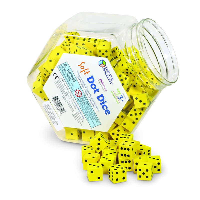 Learning Resources Hands-On Soft Dot Dice Bucket, Classroom or Homeschool