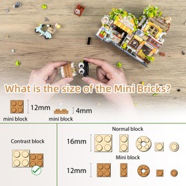 Street View Coffee Shop Mini Building Blocks, MOC Creative Building Toys Cute Animals Building Set for Girls 6-12, Simulation Architecture Construction Toy, Gift Idea for Kids Adults (1077 PCS)