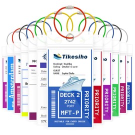 Cruise Luggage Tags, Cruise Essentials Holders for Cruise Travel 12 Pack for NCL, Princess, Carnival, Royal Caribbean - Cruise Essentials