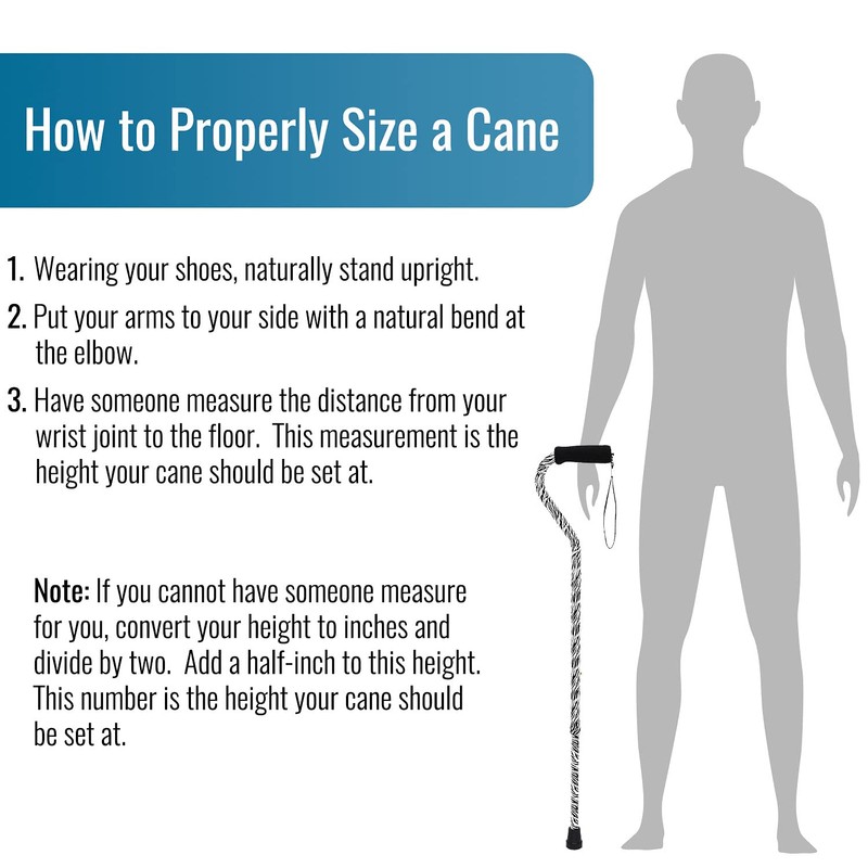 DMI Adjustable Designer Cane with Offset Handle and Strap, Zebra