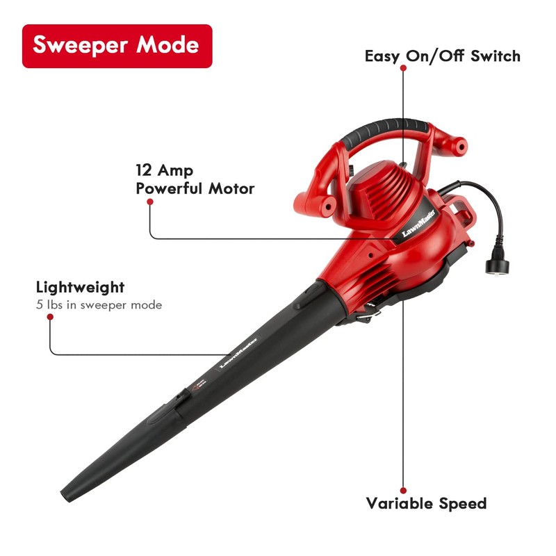 LawnMaster Red Edition BV1210E 1201 Electric Blower Vacuum Mulcher 12