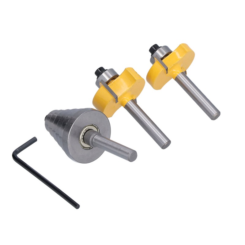 Router Bit 1/4in Shank Multi Grooved with 6Pcs Bearing 1/8in