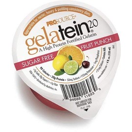 Gelatein 20 Fruit Punch: 20 grams of protein. Sugar free. Ideal for clear liquid diets, swallowing difficulties, bariatric, dialysis and oncology. Great pre or post-workout snack. (12 pack)