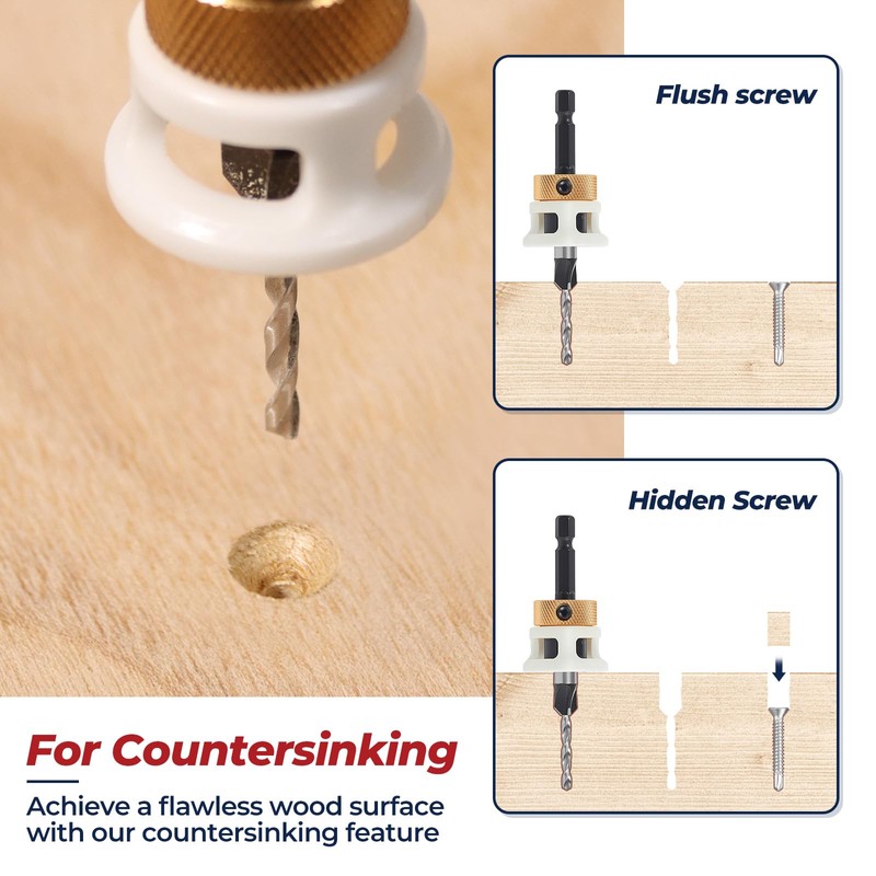 ColumPRO 4PCS Countersink Bits Set, Countersink Drill Bit Set for