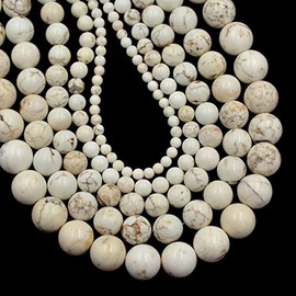 AD Beads Natural Gemstone Round Loose Beads 15" for Bracelet Necklace Earrings Jwelery Making Crafts DIY (6mm, White Turquoise)
