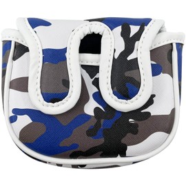 Gbourly Golf Club Blue Camouflage Square Mallet Putter Cover Camo Magnetic Center Shafted PU Leather Headcover