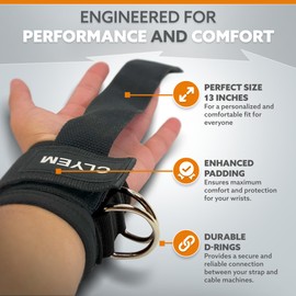 Weightlifting Straps with D Ring, Premium Wrist Straps for Deadlifting, Bodybuilding, Powerlifting, Wrist Cuffs with D Ring for Cable Machine Workout, Durable Weight Lifting Straps for Gym (Black, One Size)