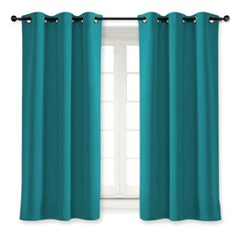 NICETOWN Kitchen Blackout Window Curtain Panel Home Fashion Thermal Insulated Solid Grommet Room Darkening Drape for Apartment (Peacock Teal, 1 Panel, 42 by 63 inches Long)
