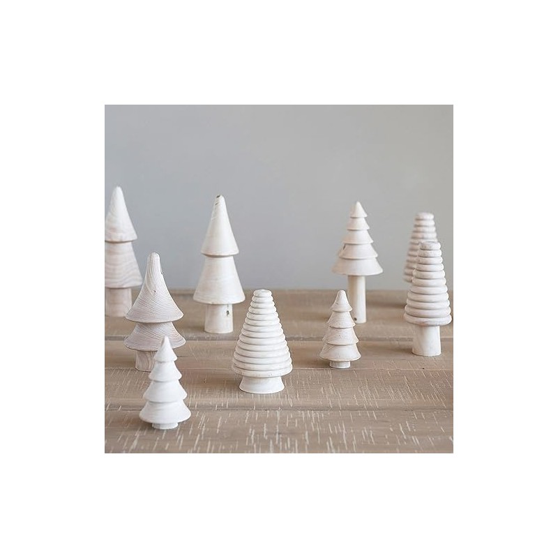 Creative Co-Op 3" H-8" H Wood Trees, Natural, Set of