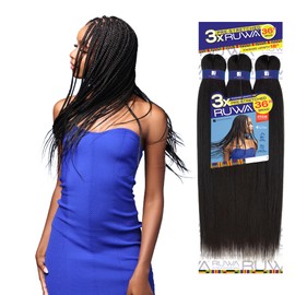 Sensationnel Ruwa prestretched braiding hair - 3x ruwa 18inch water repellent kanekalon fast dry synthetic braid - 3x Ruwa 18 inch (3 pack, 2 DARKBROWN)