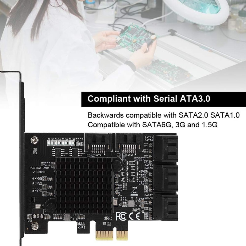 PCE8SAT-M01 PCI-E to SATA 3.0 Card Controller Expansion Card 8-Port