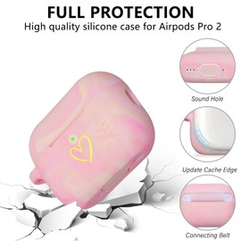 AIIEKZ Compatible with AirPods Pro 2 Case Cover 2022, Soft Silicone Case with Gold Heart Pattern for AirPods Pro 2nd Generation Case with Cute Butterfly Keychain for Girls Women (Camouflage Pink)
