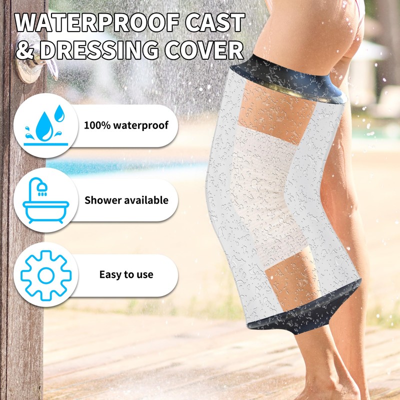 KEEFITT Knee Cast Cover for Shower, Waterproof Bandage and Cast