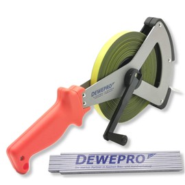 Richter Metri-Polysan Steel Tape Measure 13 mm Wide with V-Light Metal Frame Length 25 m Tape Measure with Polyamide Coated Start of Measure "B" cm Graduation in Set Includes 1 x Dewepro® Ruler 2 m