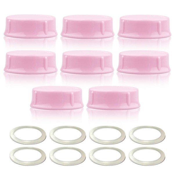 Maymom Solid Lids with Sealing Ring for Standard Sized Bottles; Bottles Lids Compatible with Medela Bottles, Ameda, and Small Sized Nuk, Playtex, Gerber Bottles; 8pc (Pink)