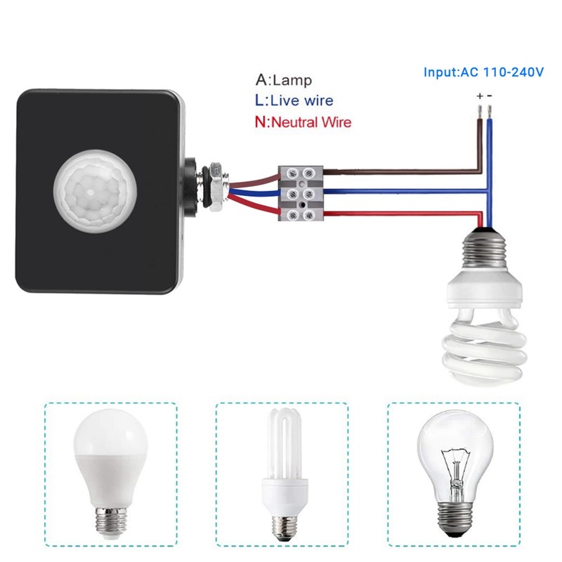 Motion Sensor, AC 110-240V IP54 Outdoor Use Pir Sensor 62