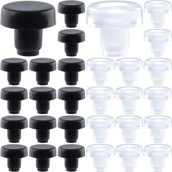 ANCIRS 30 pcs Glass Top Table Bumpers with Stem, Black