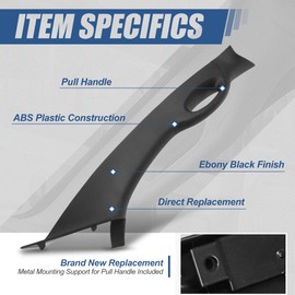 Auto Dynasty Front Window Windshield A-Pillar Interior Panel Trim Moulding with Pull Handle Compatible with Ford F-150 Lincoln Mark LT 2006-2008, Passenger Right Side, Textured Ebony Black