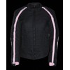 Women's Motorcycle Black Textile Vented Jacket W/Stud Reflective Wings &