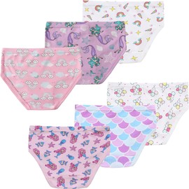 Naivete Girls Rainbow Underwear Toddler Mermaid Panties Little Kids Cotton Breathable Briefs Childrens Comfort 6 Pack Undies Size 6