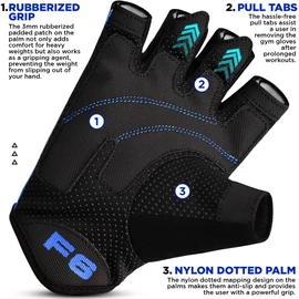 RDX Gym Weight Lifting Gloves Workout Fitness Bodybuilding Breathable Powerlifting Wrist Support Training Exercise, Blue, L