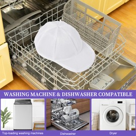 2 Pack Hat Washer for Washing Machine, Cap Washing Protector Holder Fit for Adult and Kid's Ball Caps, Cream White With Mesh Bag, 0