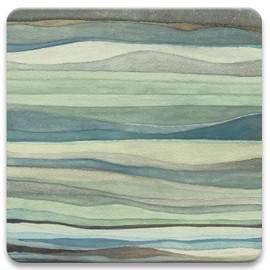 CoasterStone Watercolor Waves Coasters, 4.25", Various