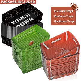 Football Party Decorations, 48PCS Superbowl Party Decorations, Football Paper Food Trays, 5lb Large Serving Boats for Football Birthday Party Decorations