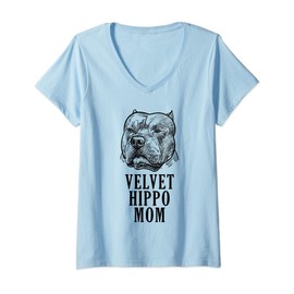 Womens Velvet Hippo Mom Pitbull Dog Owner American Bully Pitbull V-Neck T-Shirt