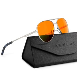 ANYLUV Aviator Blue Light Blocking Glasses Men Women, Lightwight Computer Gaming Glasses Eye Protection Anti Eyestrain