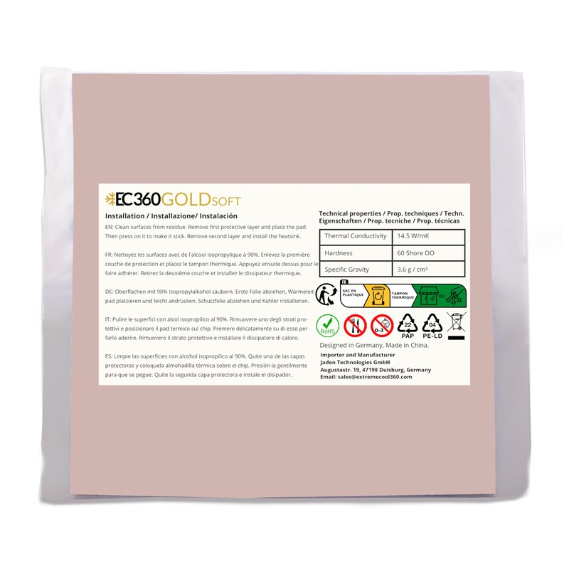 EC360® Gold Soft 14.5W/mK Thermal Pad (100 x 100 x