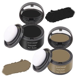 2 Stück Ansatzpuder,Boldify Hairline Powder,Haaransatz Puder,Haarpuder,Frauen Wurzelreparatur-Haarpulver,Haaransatz-Concealer-Puder,Füllen Von Dünnem Haar (Hellbraun + Schwarz)