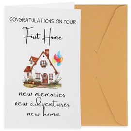 XLIUAX Housewarming Card, First Home Card for New Homeowners New Home Congratulations Cards with Envelope Adventures Memories Moving Blessing Housewarming Gifts