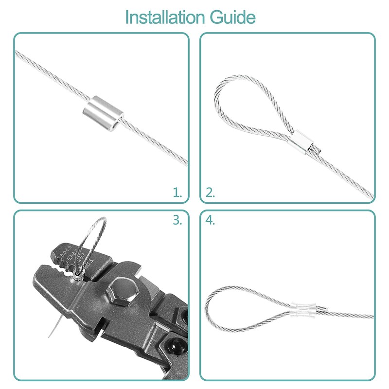Stainless Steel Wire Cable Crimping Tool Kit, Cutter &Crimper Plier,