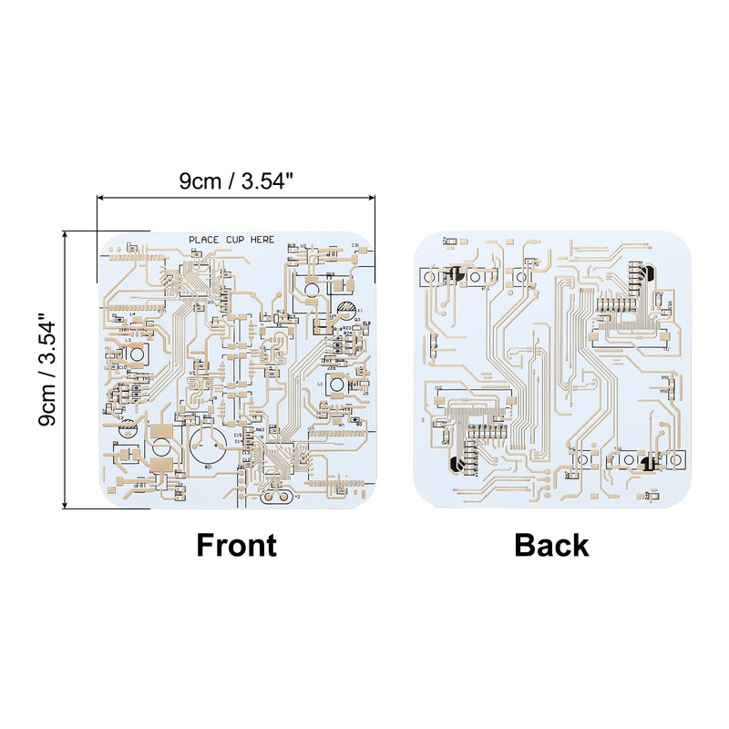 PATIKIL 1pcs White Square Coasters, FR-4 Material, Drink Coaster