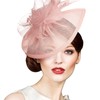 DRESHOW Fascinator Hats for Women Pillbox Hat with Veil Headband