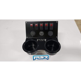 PBR Products compatible with Honda Pioneer 1000 Cup Holder 5 Red Switches, Volt, USB, and CIG Outlet